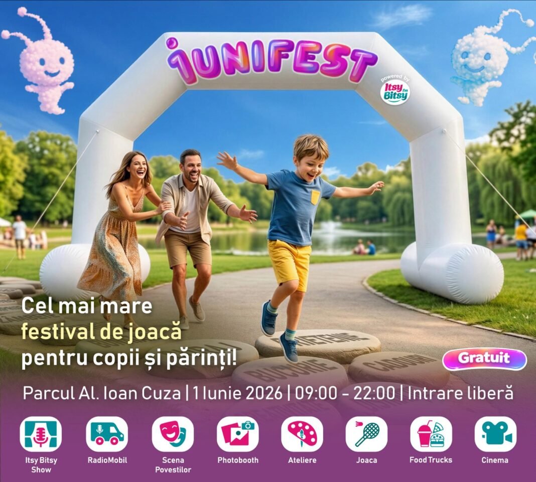 1uniFEST, cel mai mare festival de joacă pentru copii și părinți, are loc pe 1 iunie, în parcul IOR din București
